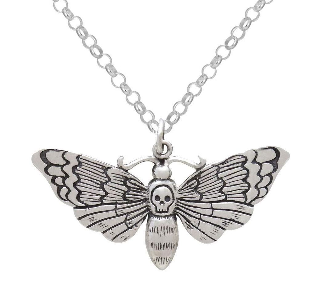 Large Sterling Silver Death Moth Necklace  Spiritual Jewelry  Rebirth Transformation  Sensuality  Goddess Jewelry