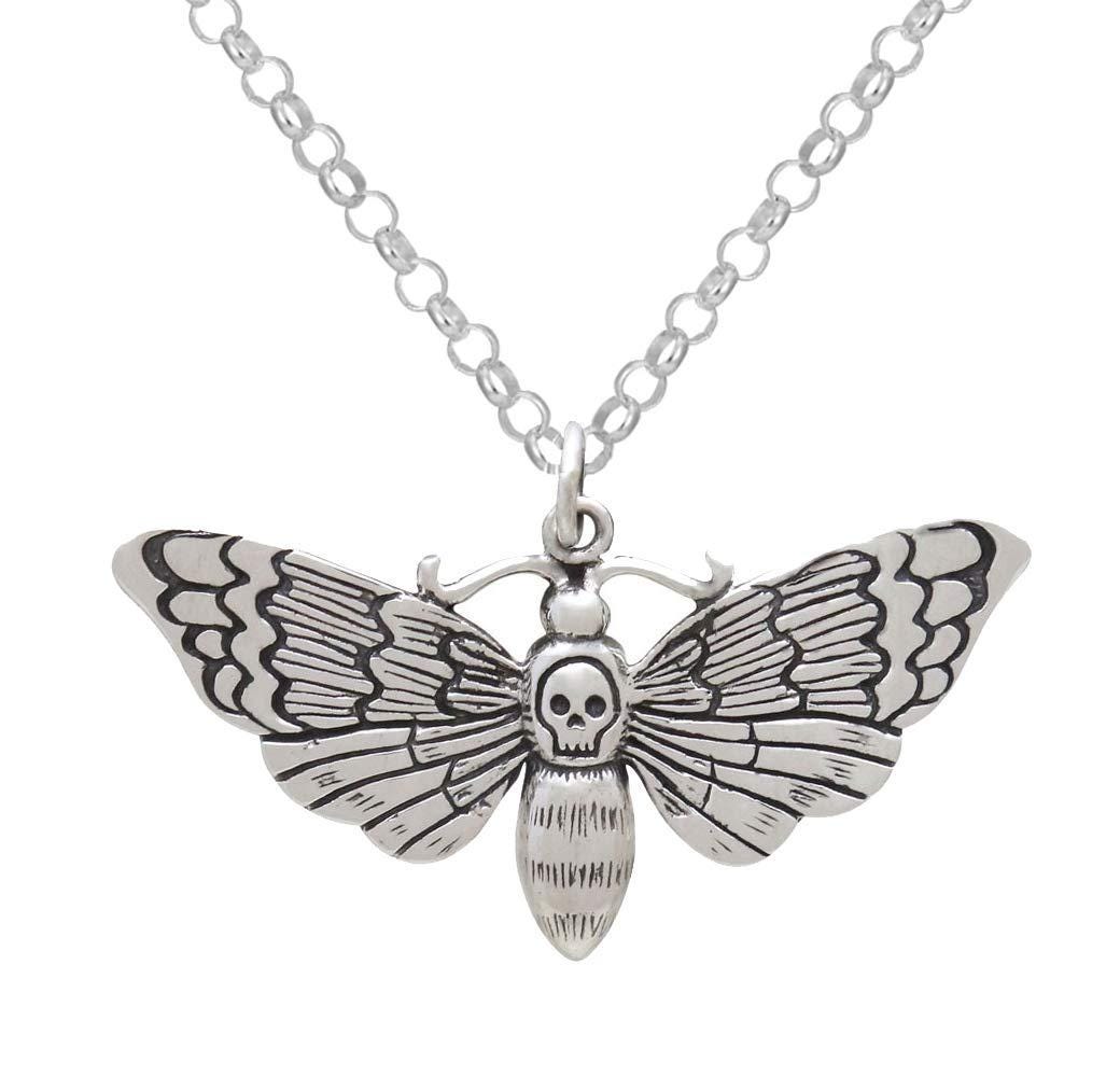 Large Sterling Silver Death Moth Necklace  Spiritual Jewelry  Rebirth Transformation  Sensuality  Goddess Jewelry