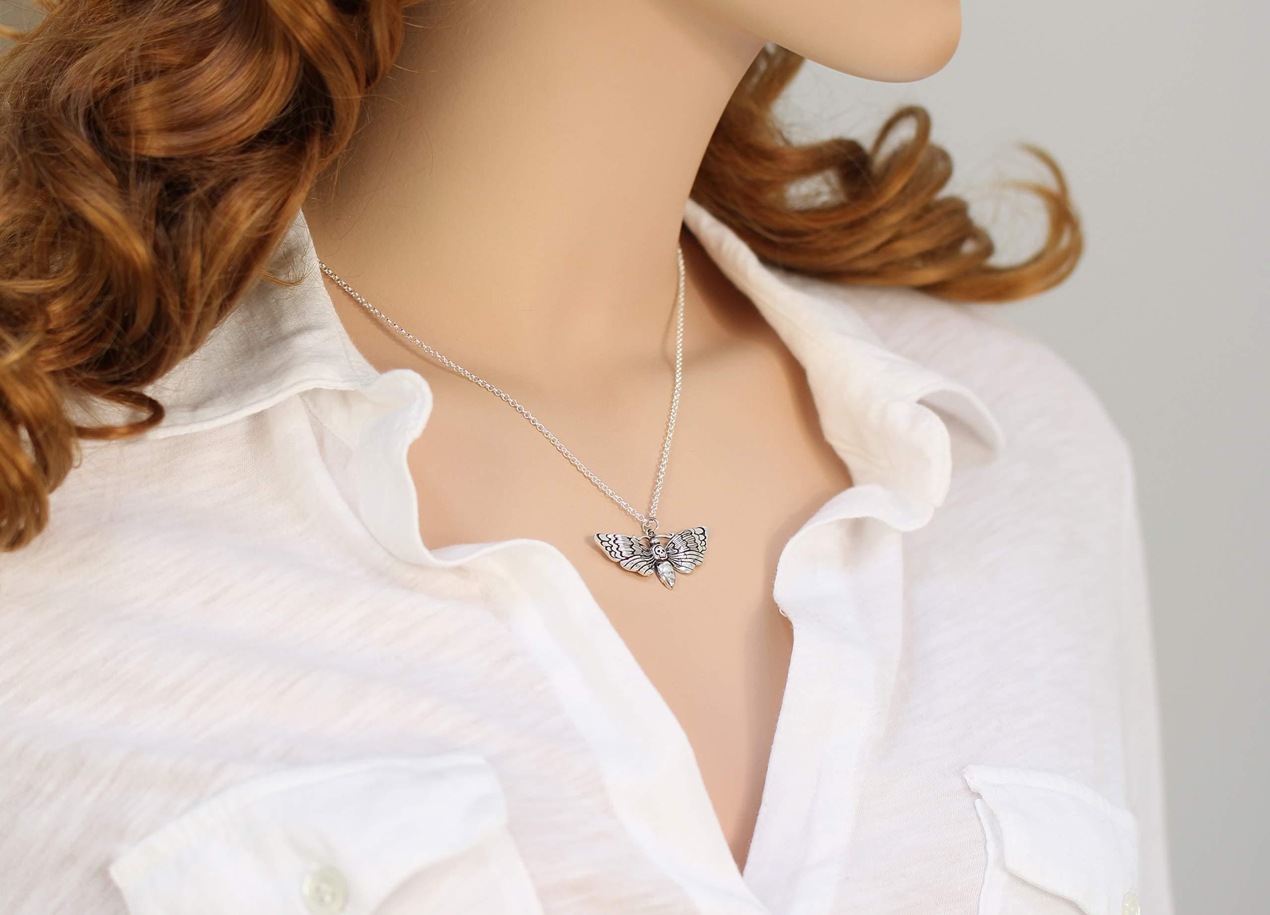 Large Sterling Silver Death Moth Necklace  Spiritual Jewelry  Rebirth Transformation  Sensuality  Goddess Jewelry