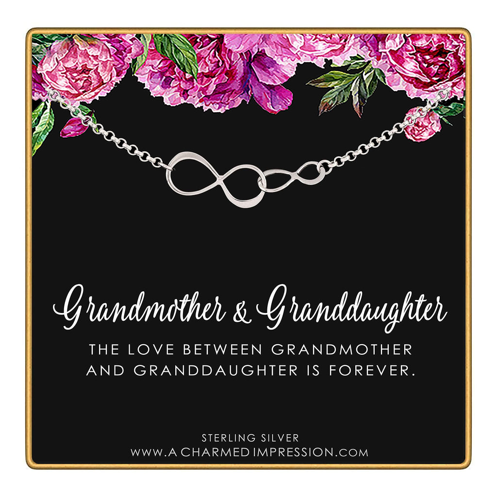 Grandmother Granddaughter Bracelet: Sterling Silver Infinity Links, Magnetic Clasp