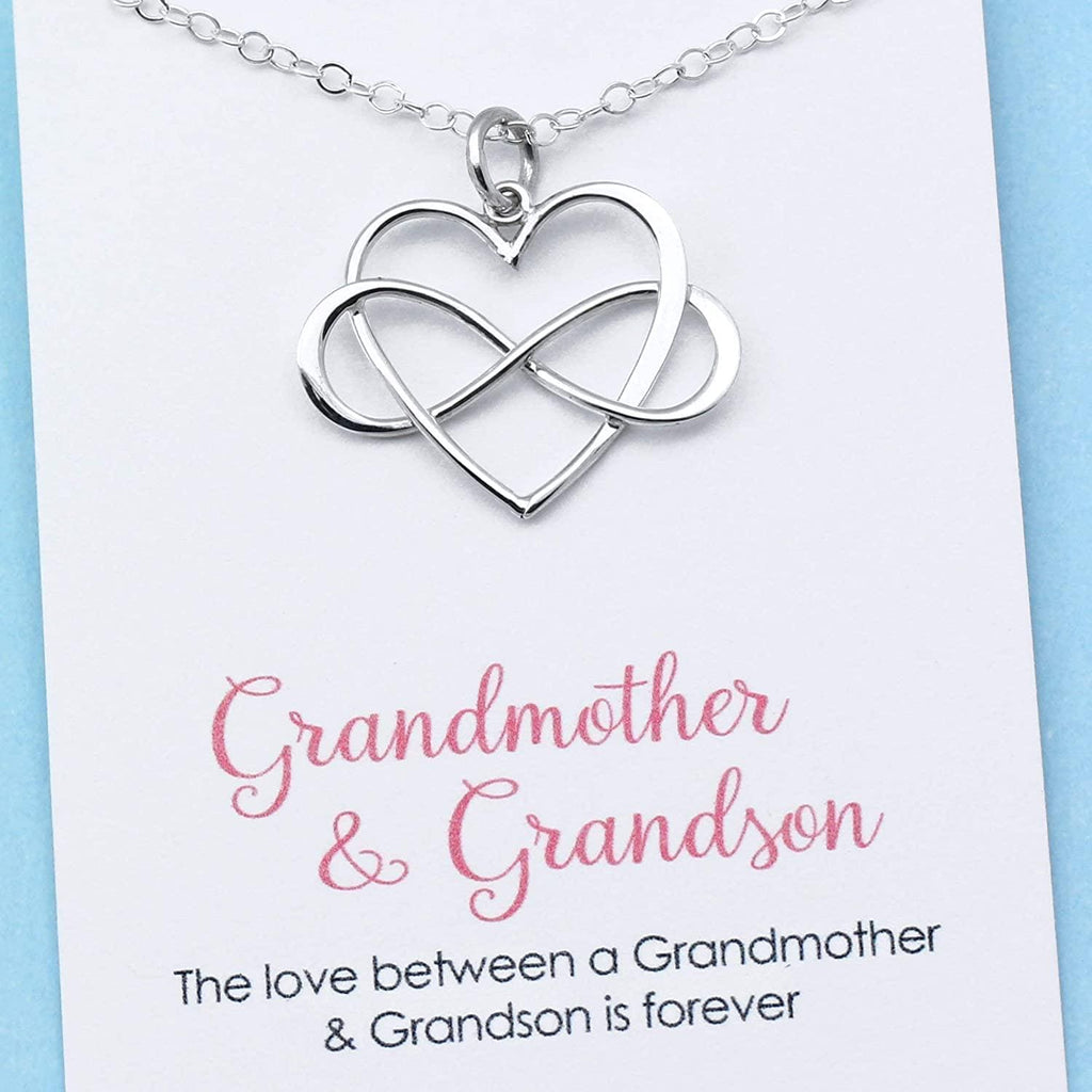 Gift for Grandma  Intentional Grandmother & Grandson Necklace  Infinity Heart Pendant  Sterling Silver  Infinite Love