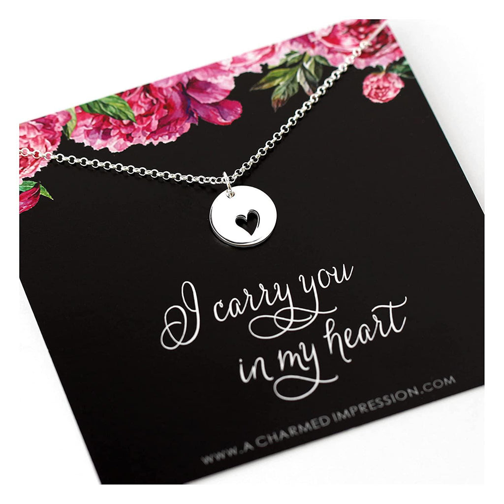 I Carry Your Heart with Me Jewelry  Sterling Silver Necklace for Women  Missing You Gift  Adoption Surrogate Mom  Remembrance