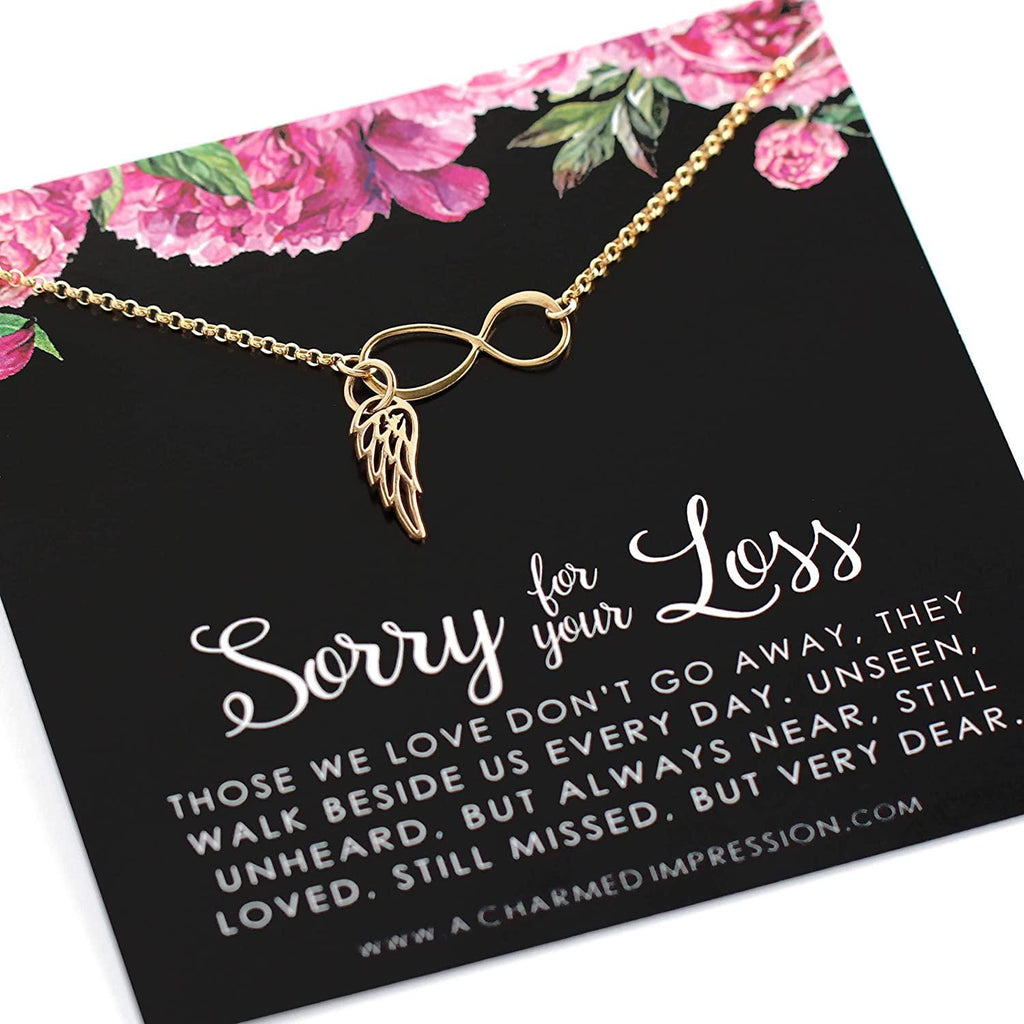 Memorial Gift: 14k Gold Filled Angel Wing Infinity Necklace