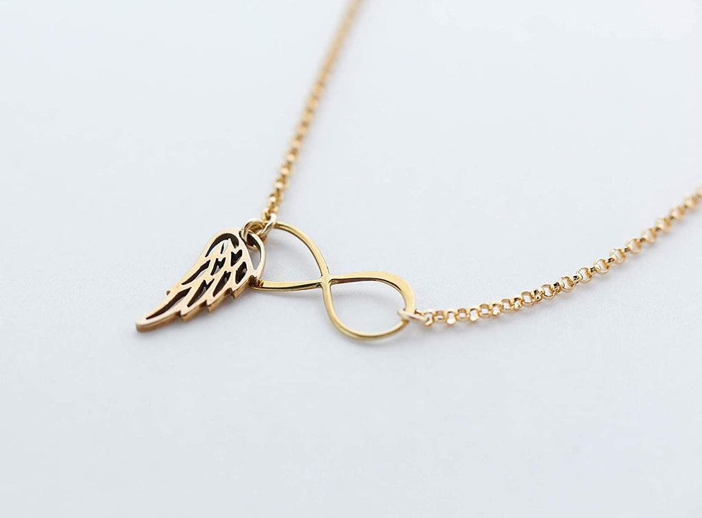 Memorial Gift: 14k Gold Filled Angel Wing Infinity Necklace
