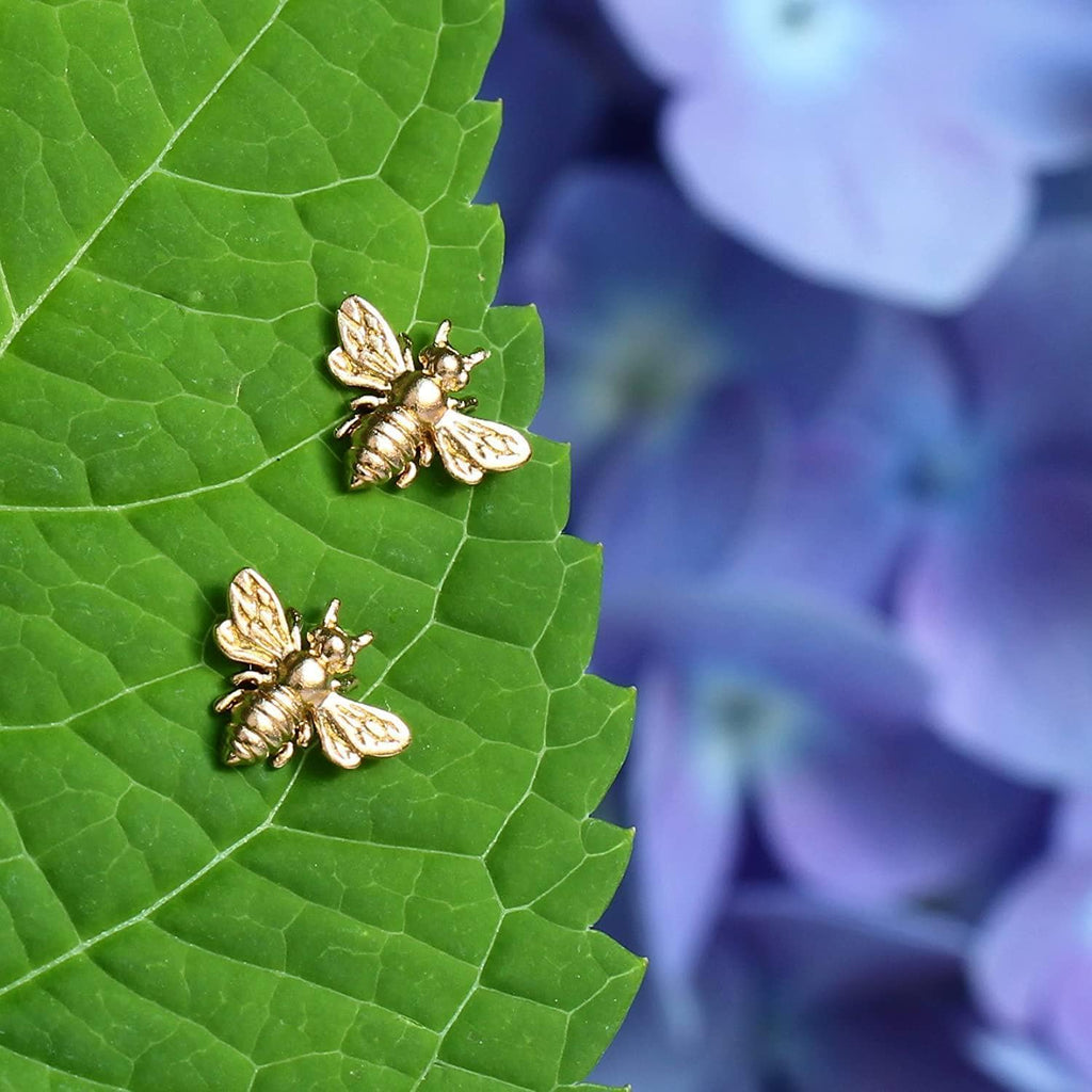24k Vermeil -  Little Gold Bee Stud Earrings: Handcrafted Honeybee Jewelry