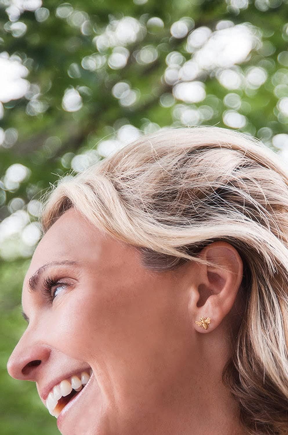 24k Vermeil -  Little Gold Bee Stud Earrings: Handcrafted Honeybee Jewelry