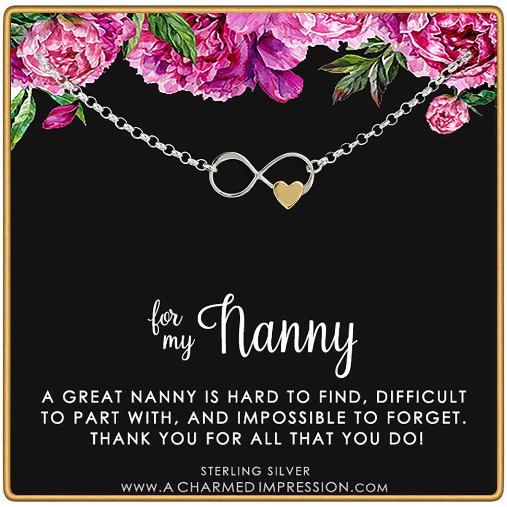 Nanny Gift: Sterling Silver Infinity Heart Bracelet, Babysitter Gift