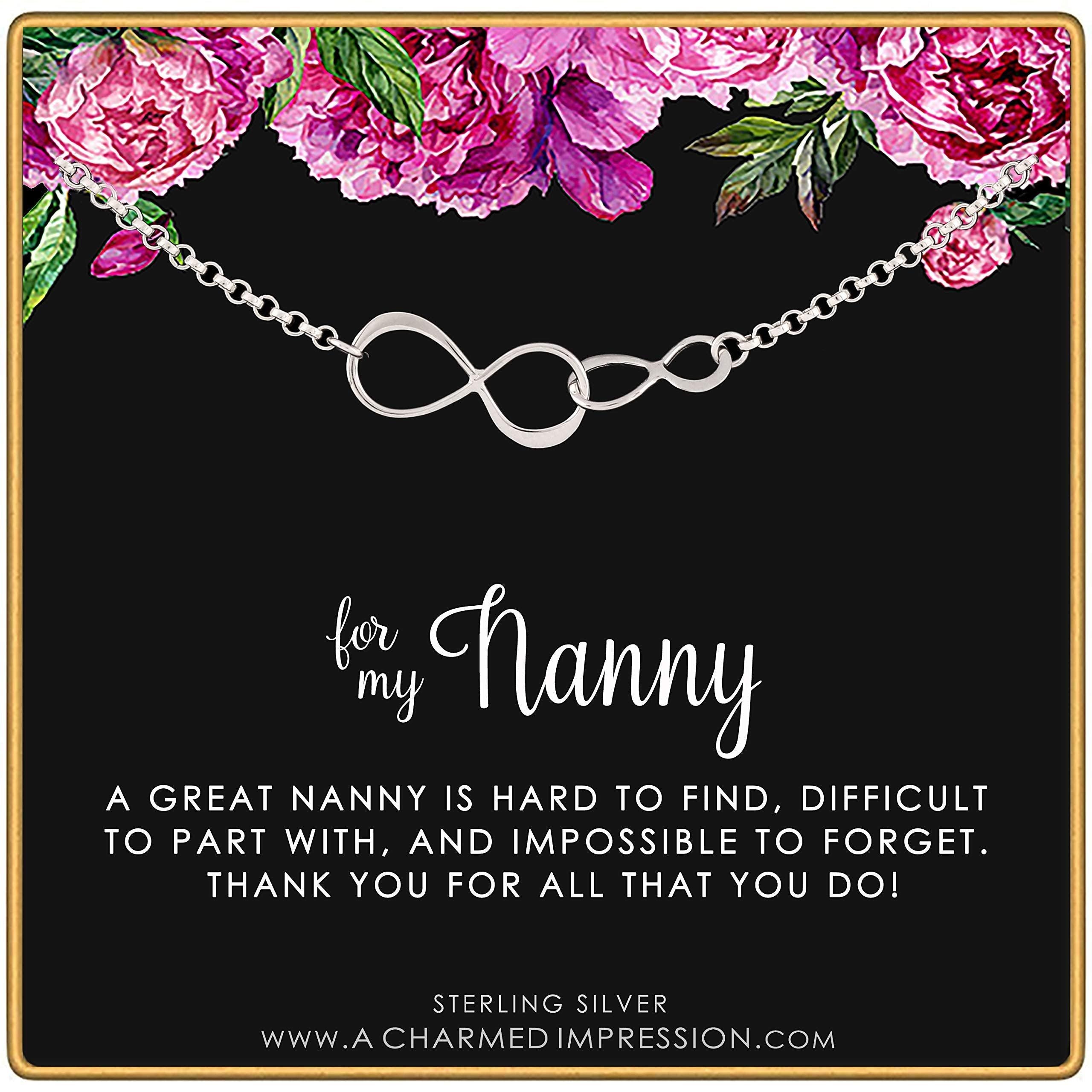 Sterling Silver Infinity Bracelet - Nanny Gift from Kids