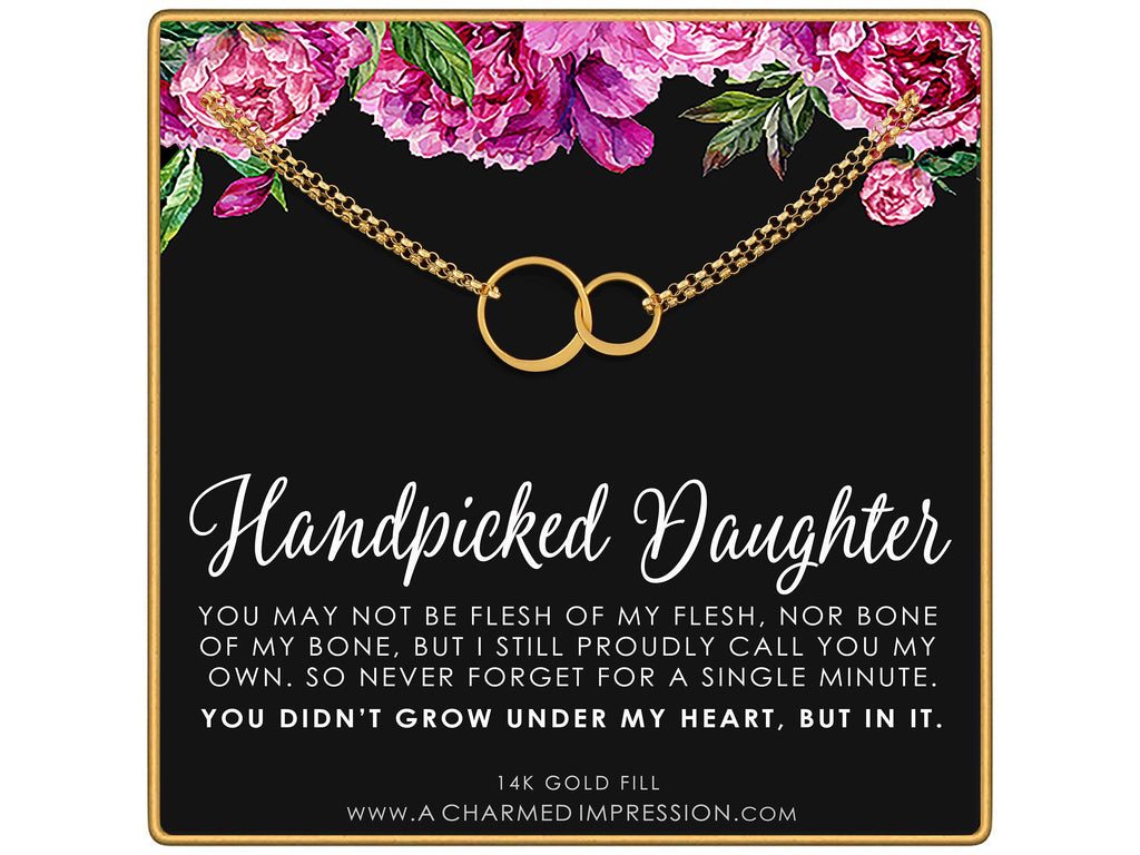 Adopted Daughter Bracelet, Sterling Silver Connected Circles Charm, Interlocking 14k Gold Filled Circle Jewelry, Infinite Love