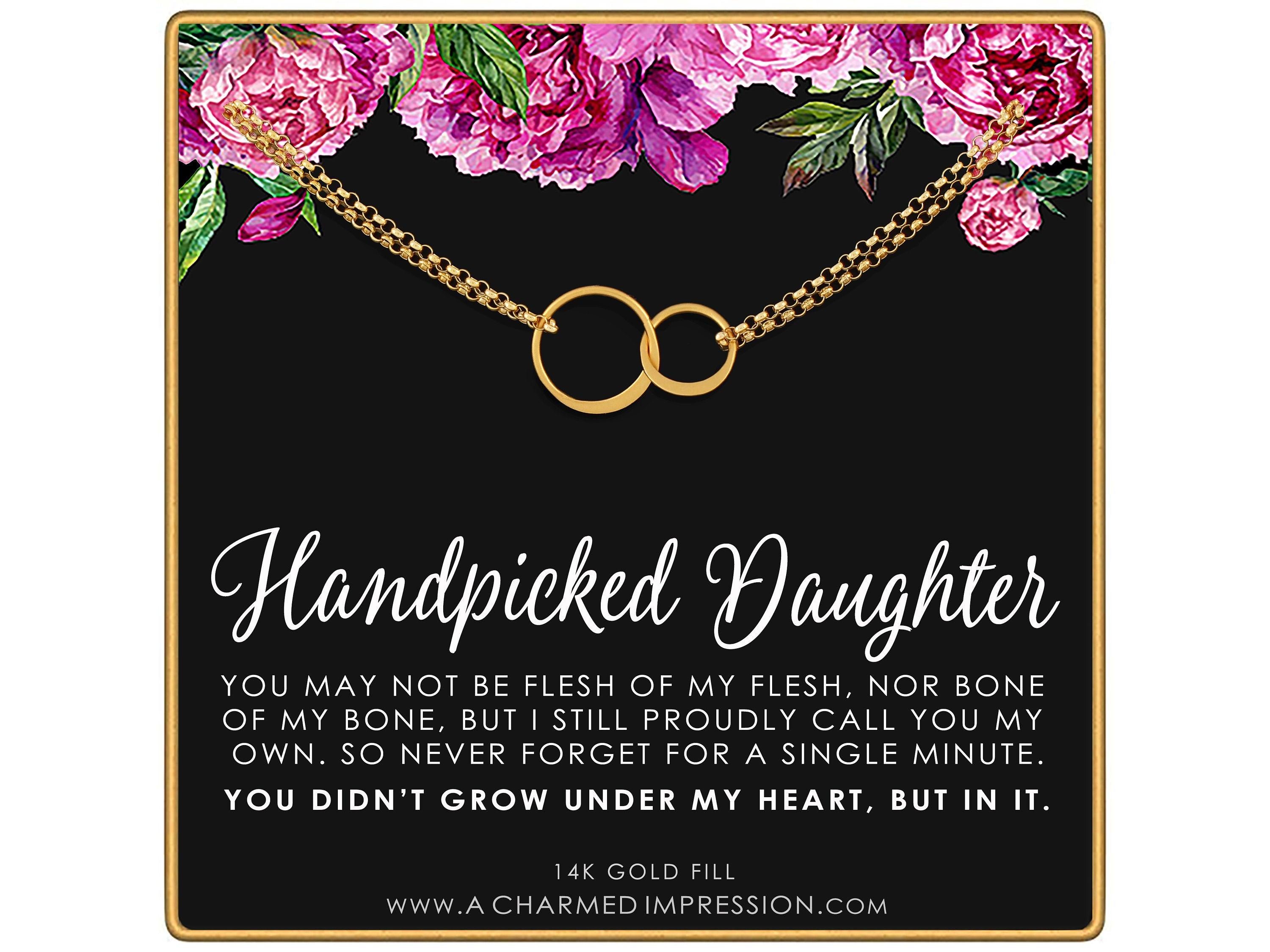 Adopted Daughter Bracelet, Sterling Silver Connected Circles Charm, Interlocking 14k Gold Filled Circle Jewelry, Infinite Love