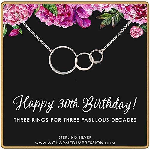 Sterling Silver Three Circle Necklace: 30th Birthday Gift