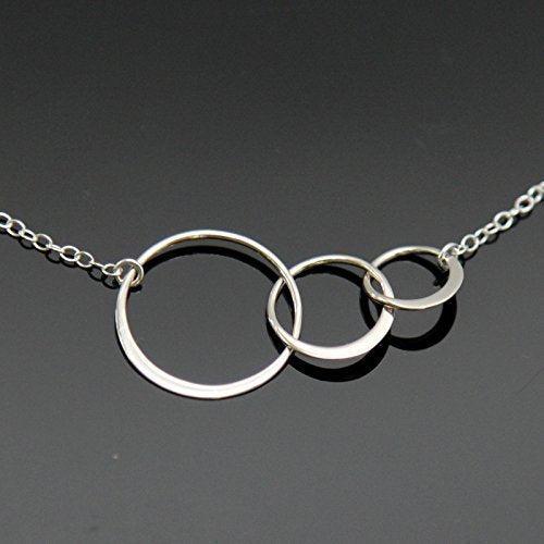 Sterling Silver Three Circle Necklace: 30th Birthday Gift