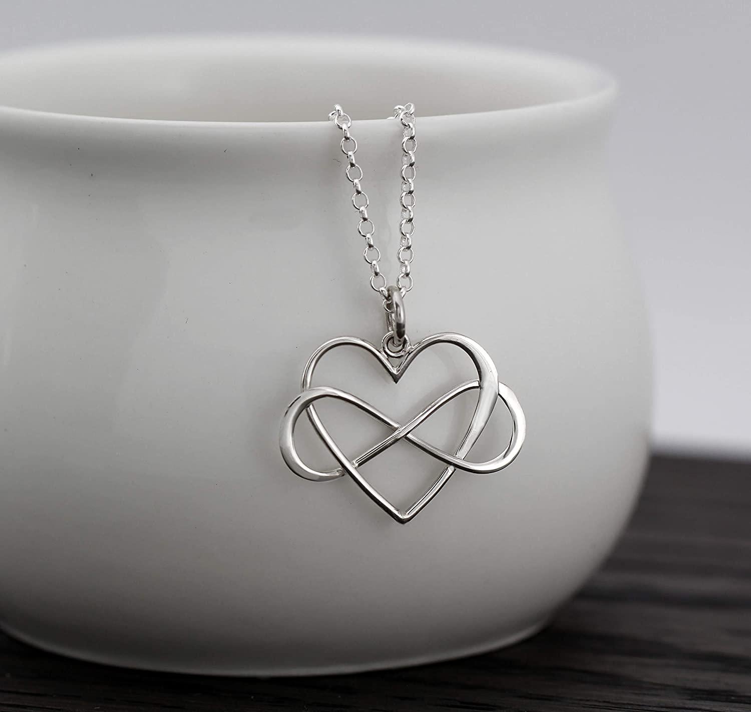 Sterling Silver Infinity Heart Necklace: Stepdaughter Gift