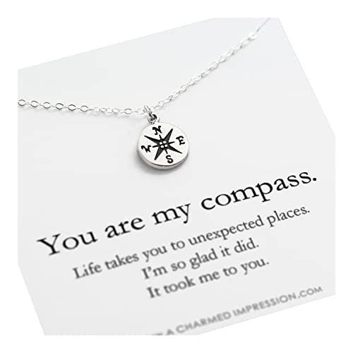 I Would Be Lost Without You, Compass Necklace, Personalized Jewelry, Sterling or 14k Gold, Girlfriend Wife Gift, Romantic Charm Necklace