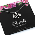 Friendship Gift Necklace Friends for Infinity Sterling Silver Heart Charm Best Friend Jewelry Long Distance BFF Miss You Pendant