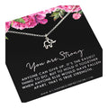 You Are Strong Necklace: Inspirational Silver Elephant Pendant