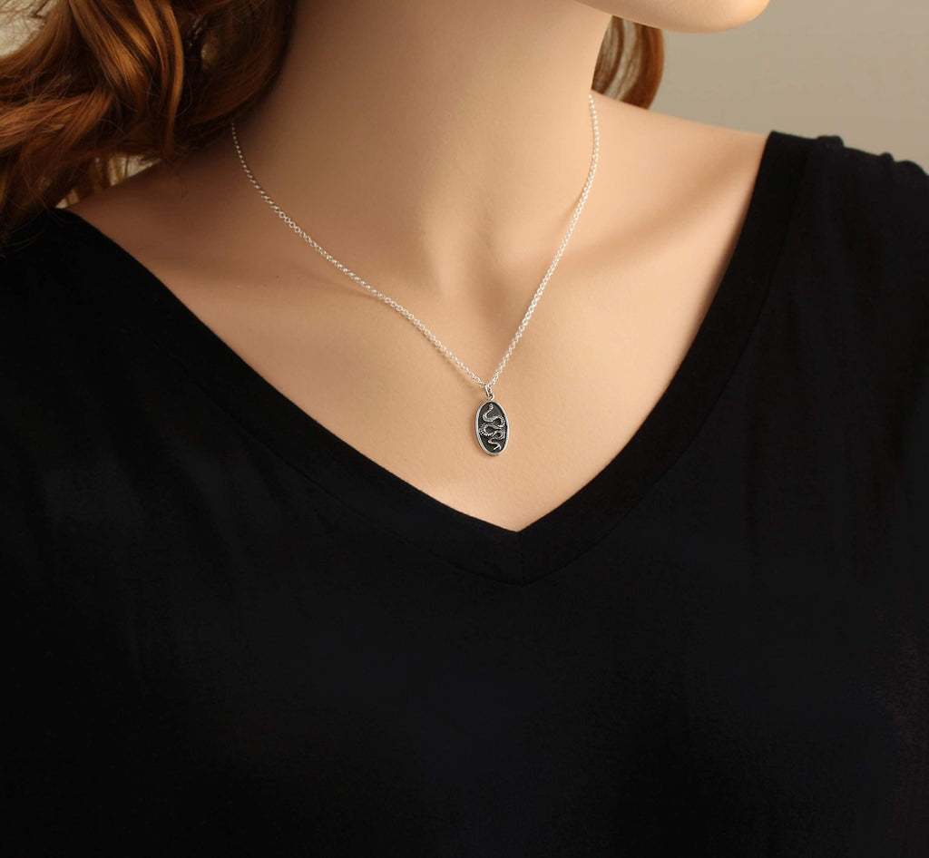 Sterling Silver Snake Pendant Necklace: Gothic Talisman Jewelry