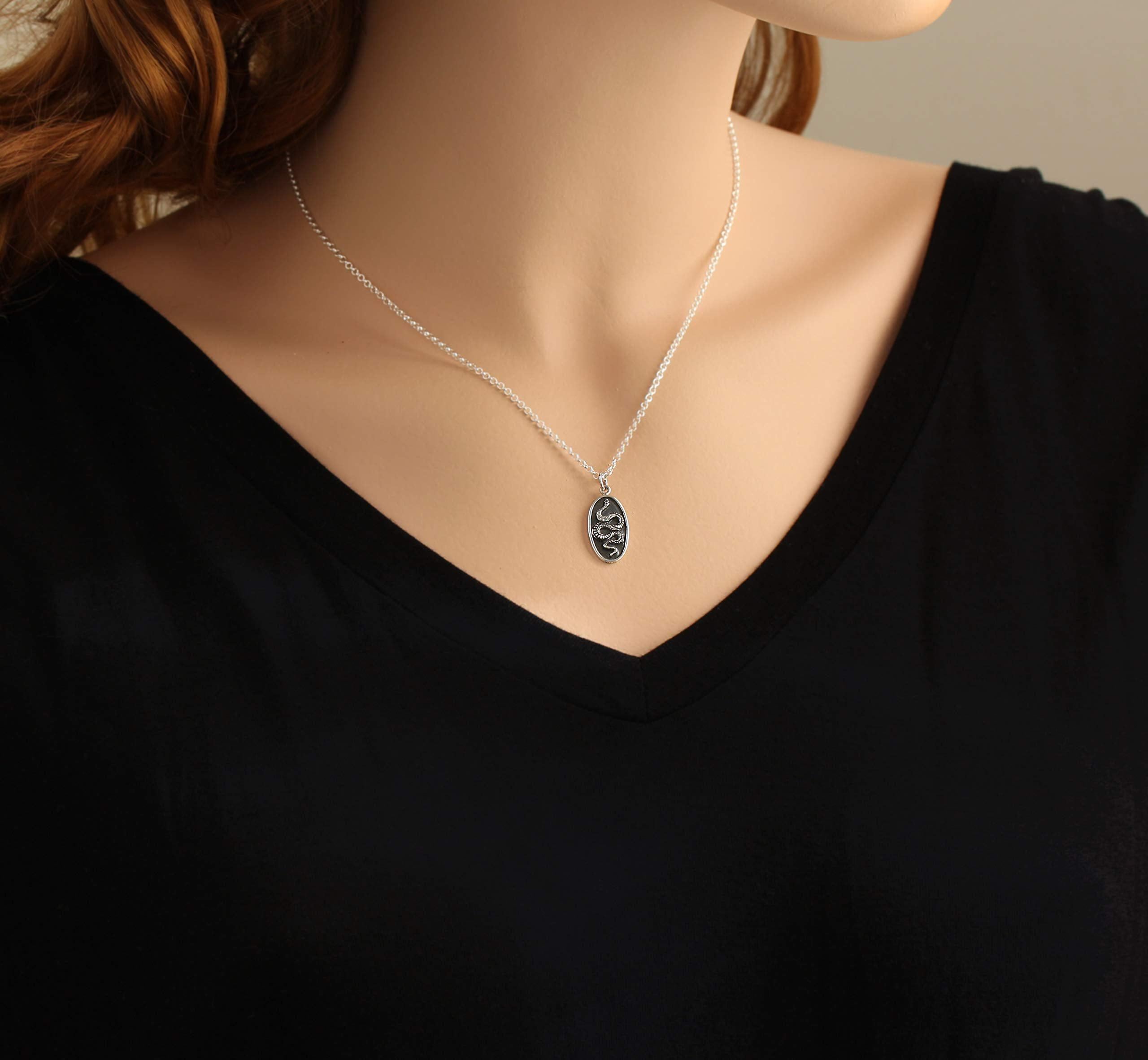 Sterling Silver Snake Pendant Necklace: Gothic Talisman Jewelry