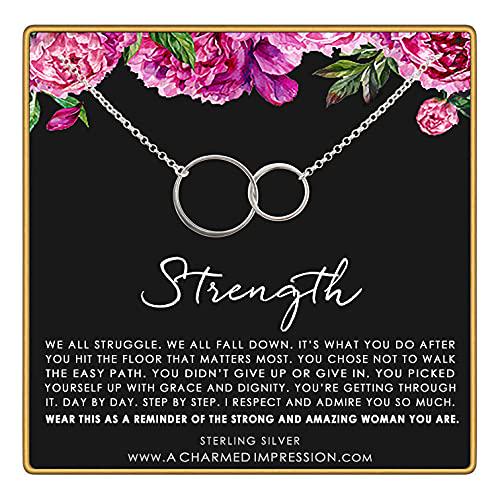 Sterling Silver Strength Necklace: Interlocking Circle Pendant