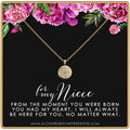 Niece Gift Necklace: Lotus Disc Pendant, Aunt to Niece