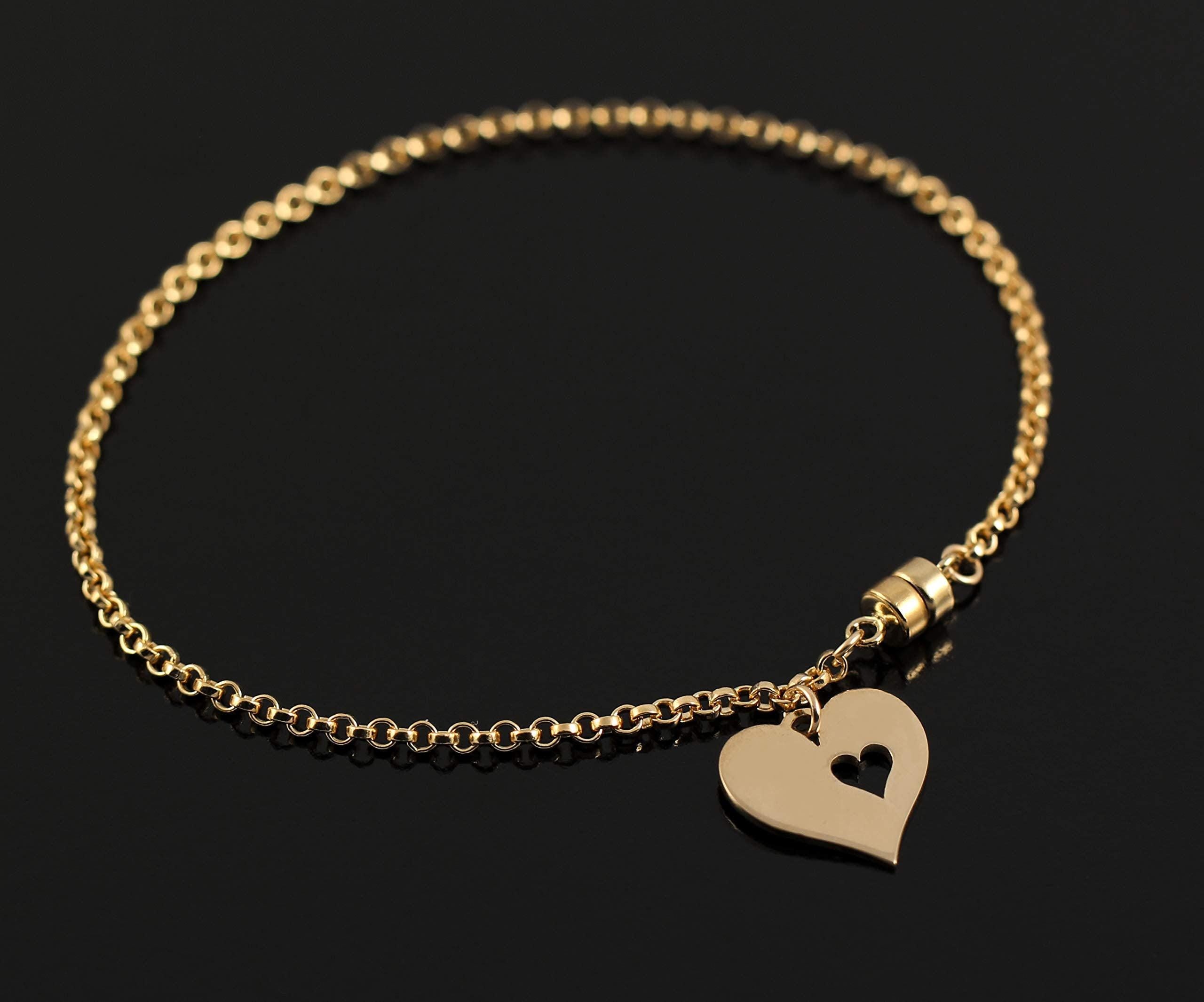 Gold Grandmother Granddaughter Heart Bracelet: 14k Gold Filled, Magnetic Clasp
