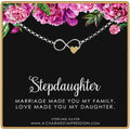 Stepdaughter Gift: Sterling Silver Infinity Bracelet with Gold Heart