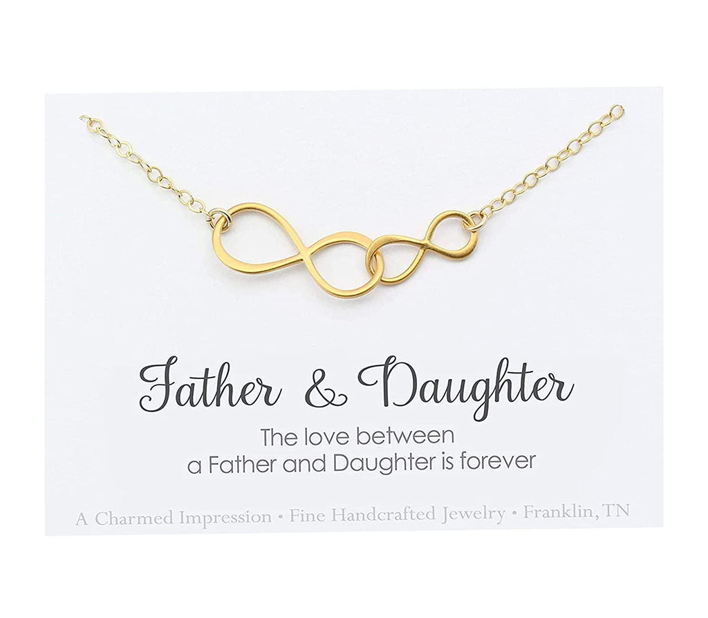 Father Daughter Necklace: 925 Sterling SIlver or 14k Gold Double Infinity Pendant