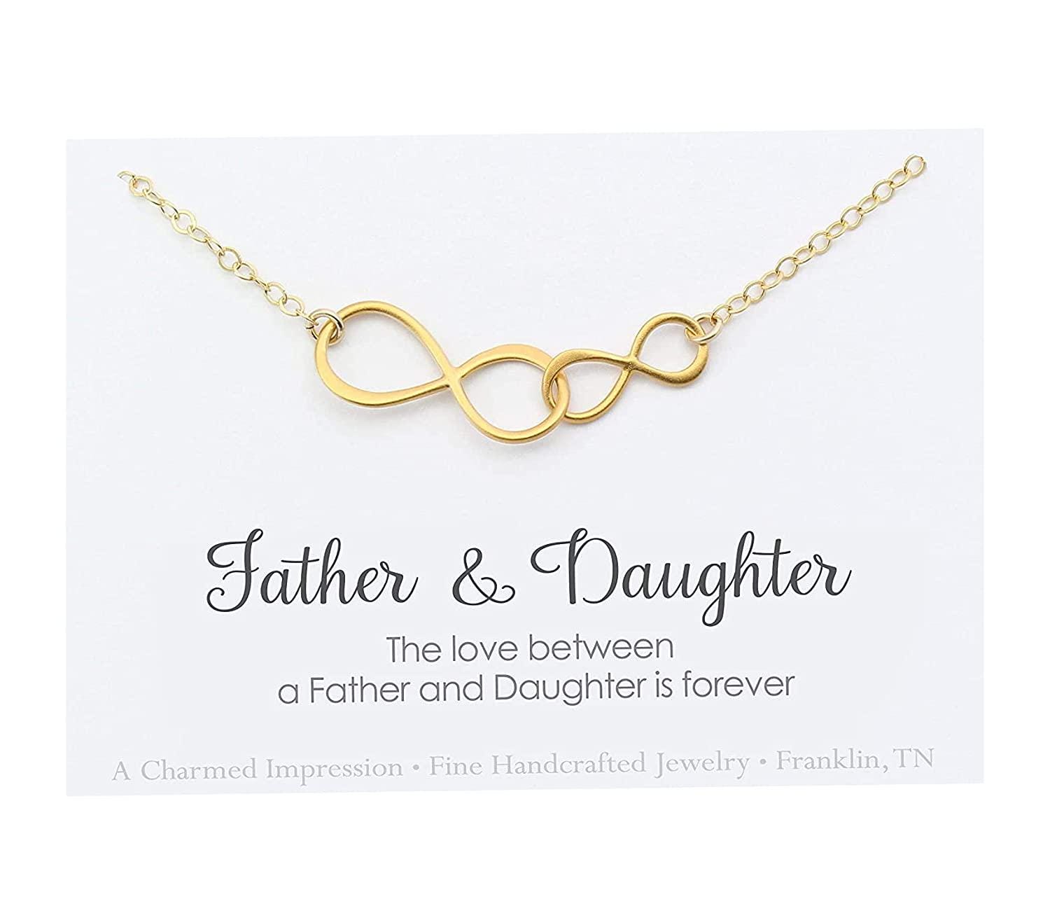 Father Daughter Necklace: 925 Sterling SIlver or 14k Gold Double Infinity Pendant