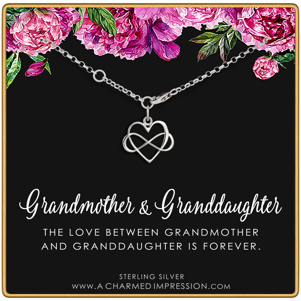 Grandmother Granddaughter Infinity Heart Bracelet: Sterling Silver Charm