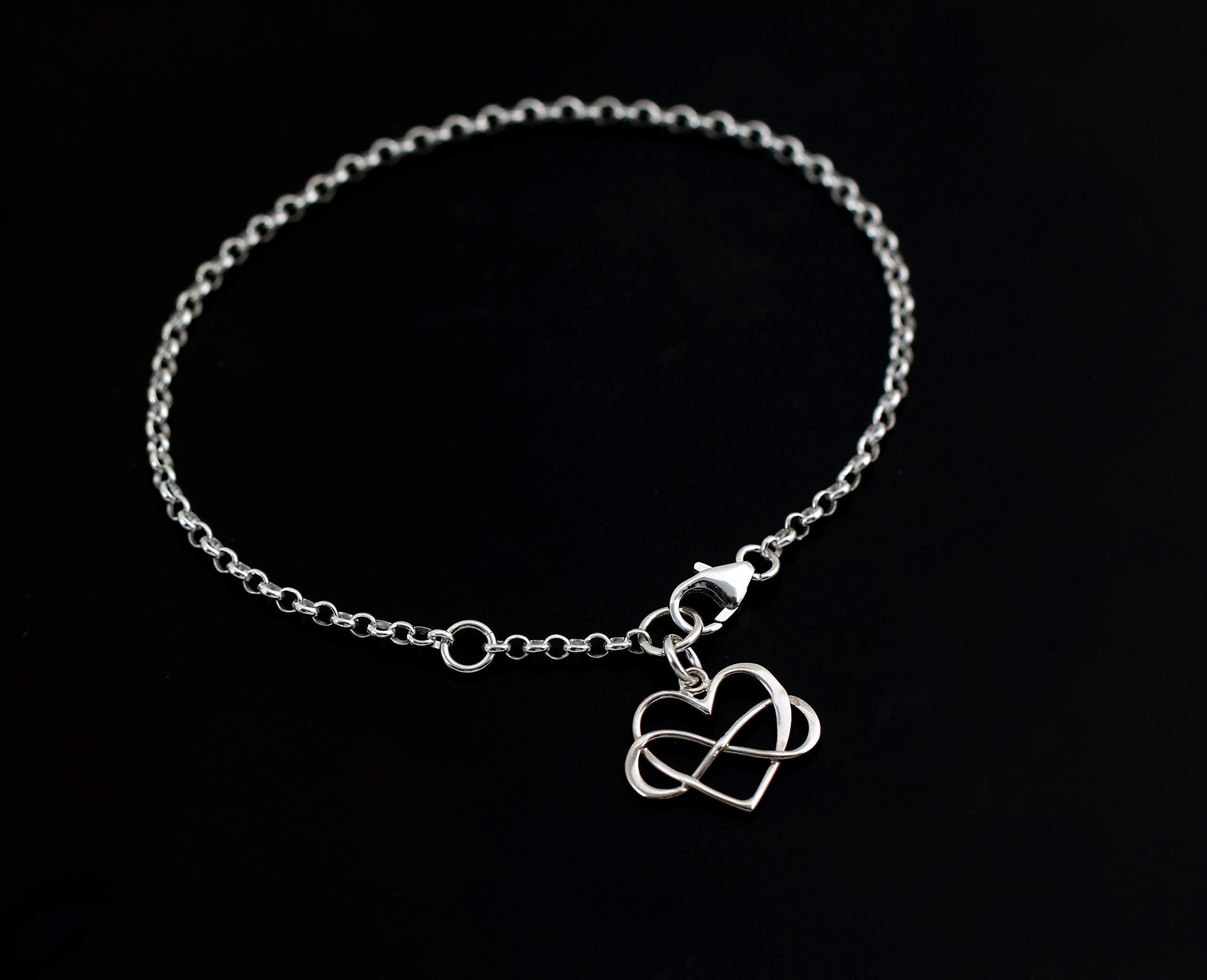 Grandmother Granddaughter Infinity Heart Bracelet: Sterling Silver Charm