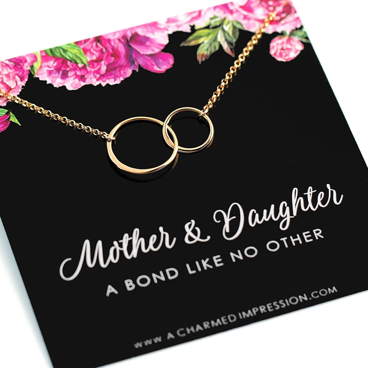 Gold Mother Daughter Necklace: 14k Gold Filled Double Circle Pendant