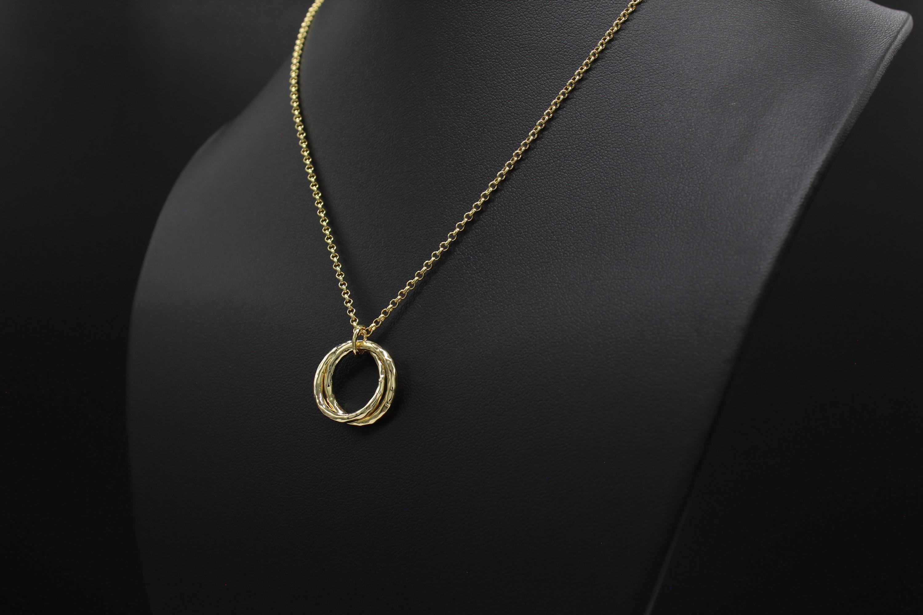 Hammered Infinity Ring Necklace: Silver or Gold Linked Circles