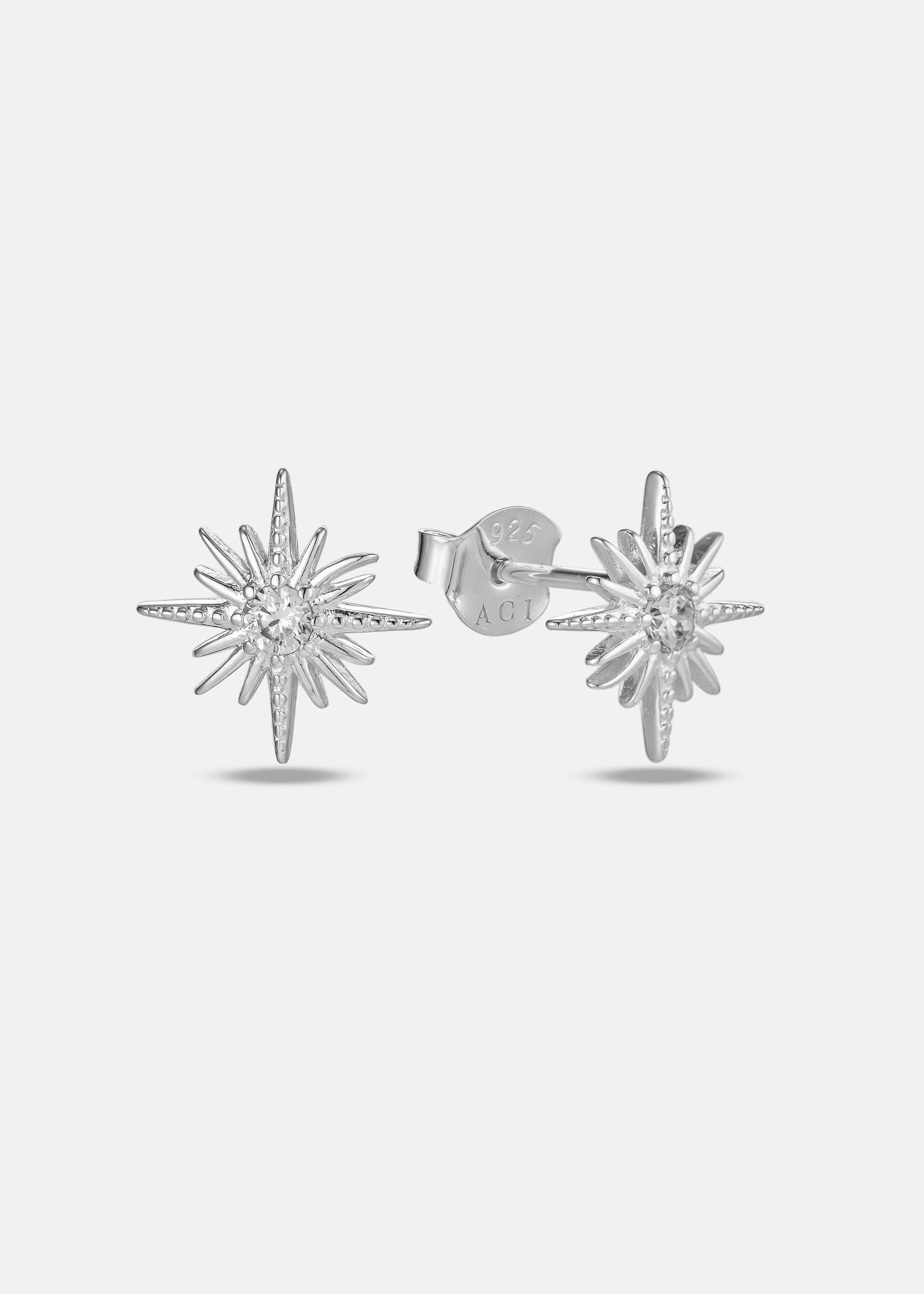 Crystal Starburst Earrings: 14K Gold/Silver Daughter Gift
