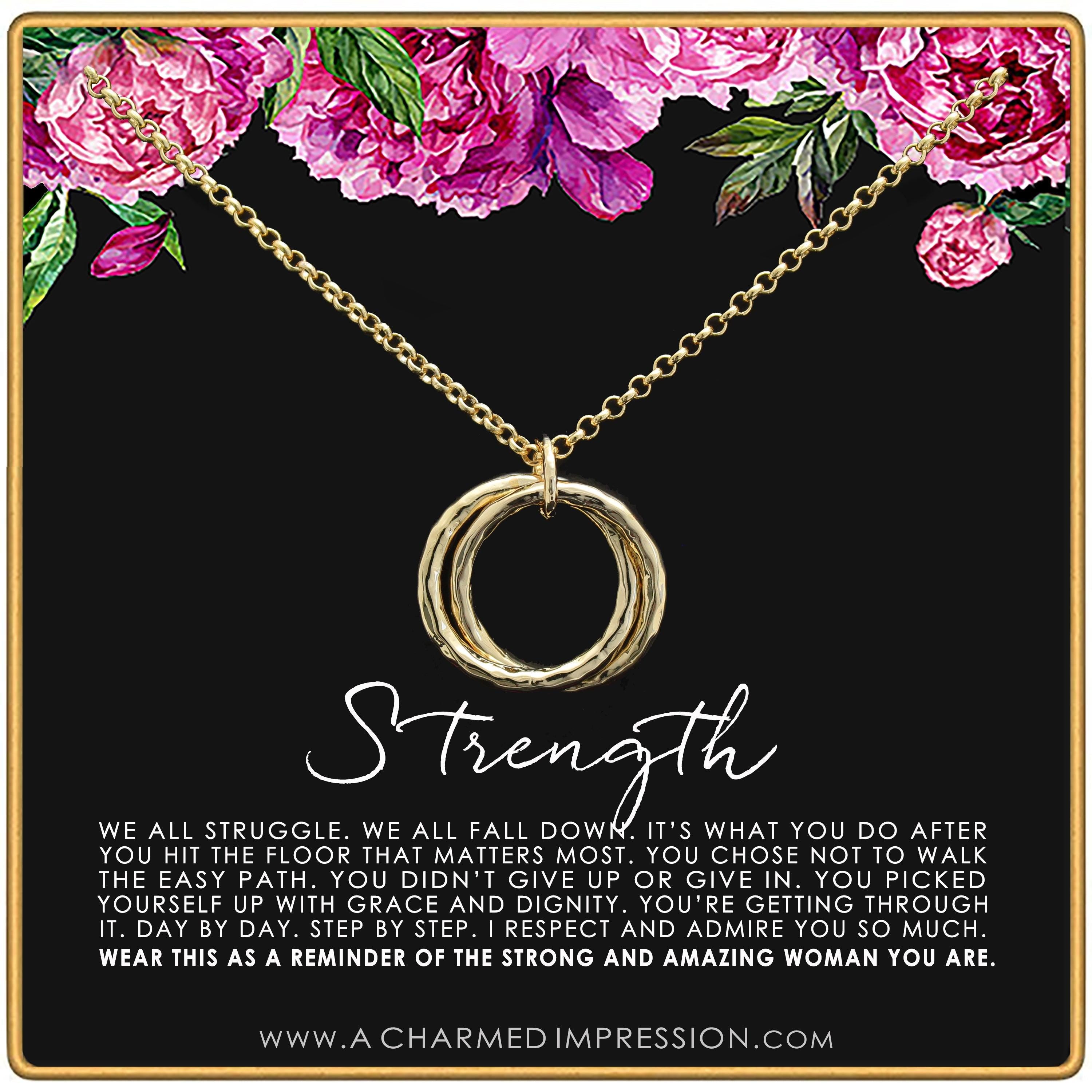 Strength Necklace: 14k Gold Interlocking Rings, Survivor Gift
