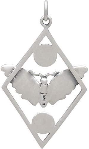 Sterling Silver Moth Necklace: Sun & Moon Pendant, Adjustable Chain