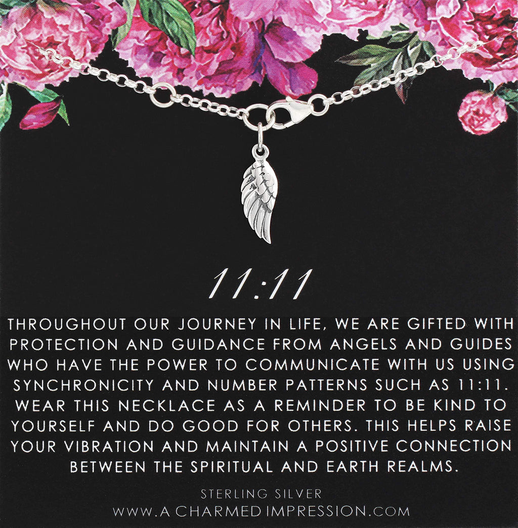 Angel Wing Charm Bracelet: Sterling Silver 11 11 Spiritual Jewelry