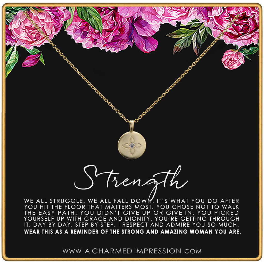 Strength Necklace: 14k Gold Interlocking Rings, Survivor Gift