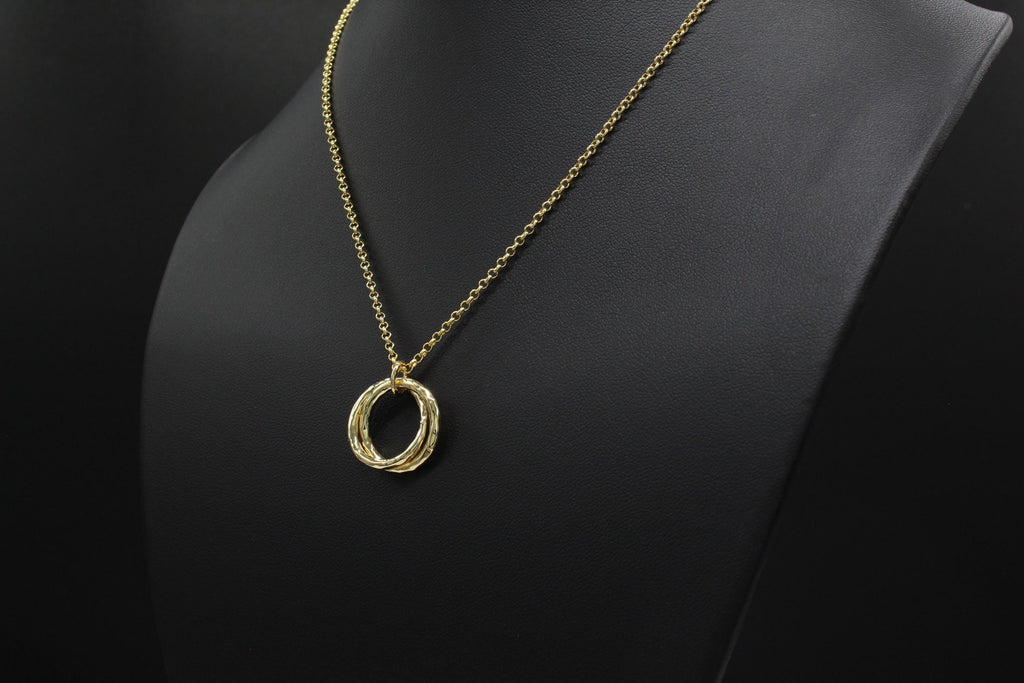 Mother Daughter Necklace: Sterling Silver or 14k Gold Filled Hammered Interlocking Circles Pendant