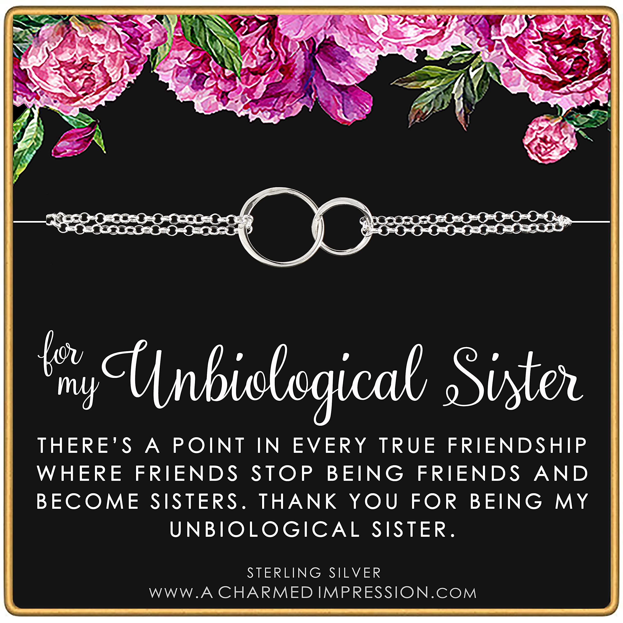 Sterling Silver Unbiological Sister Bracelet: Infinity Circle Friendship Gift