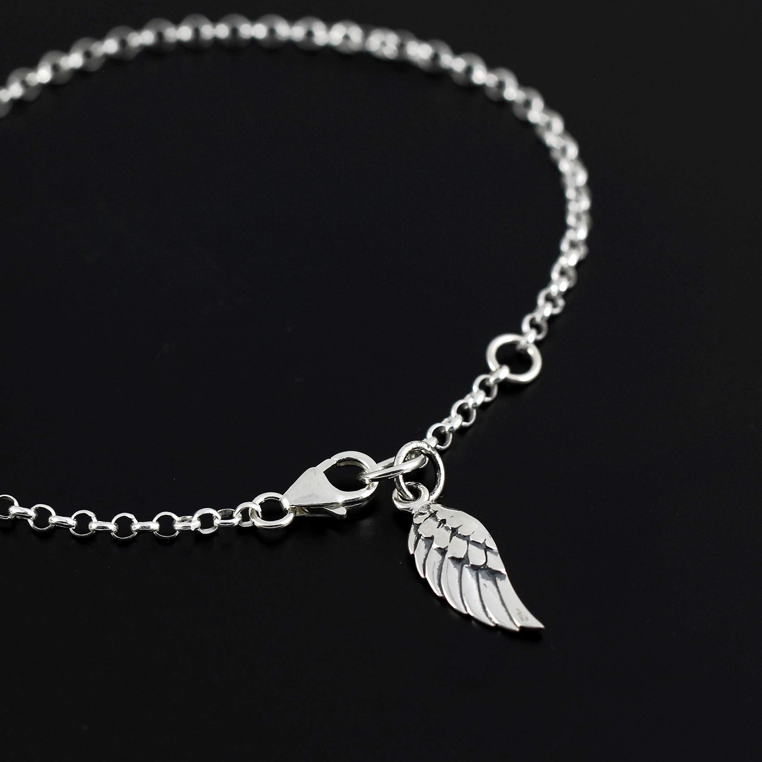 Angel Wing Charm Bracelet: Sterling Silver 11 11 Spiritual Jewelry