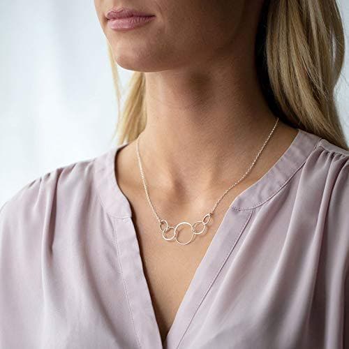 50th Birthday Gift: Sterling Silver Five Circle Necklace