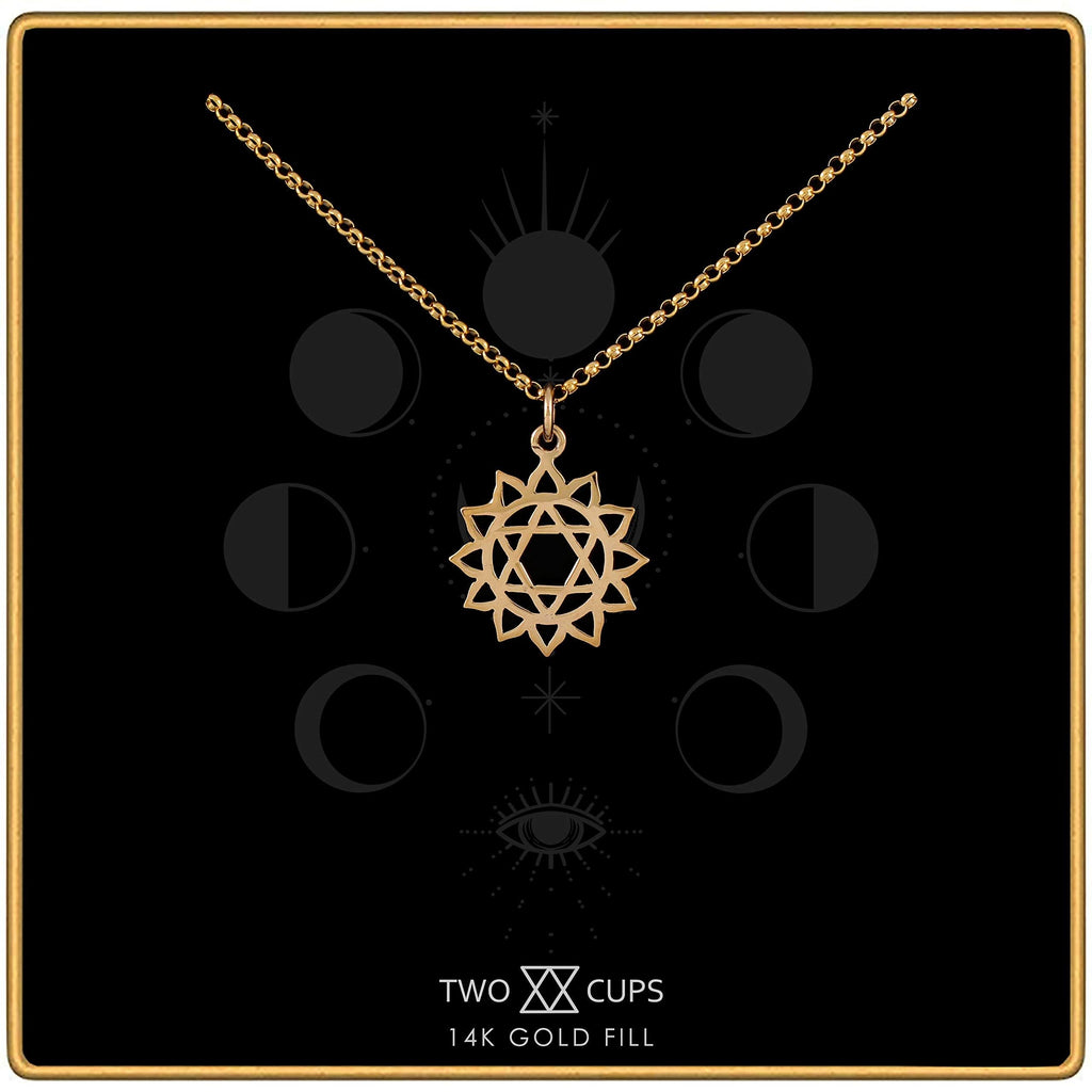 Two Cups Heart Chakra Necklace  Healing Jewelry  Adjustable Length Chain