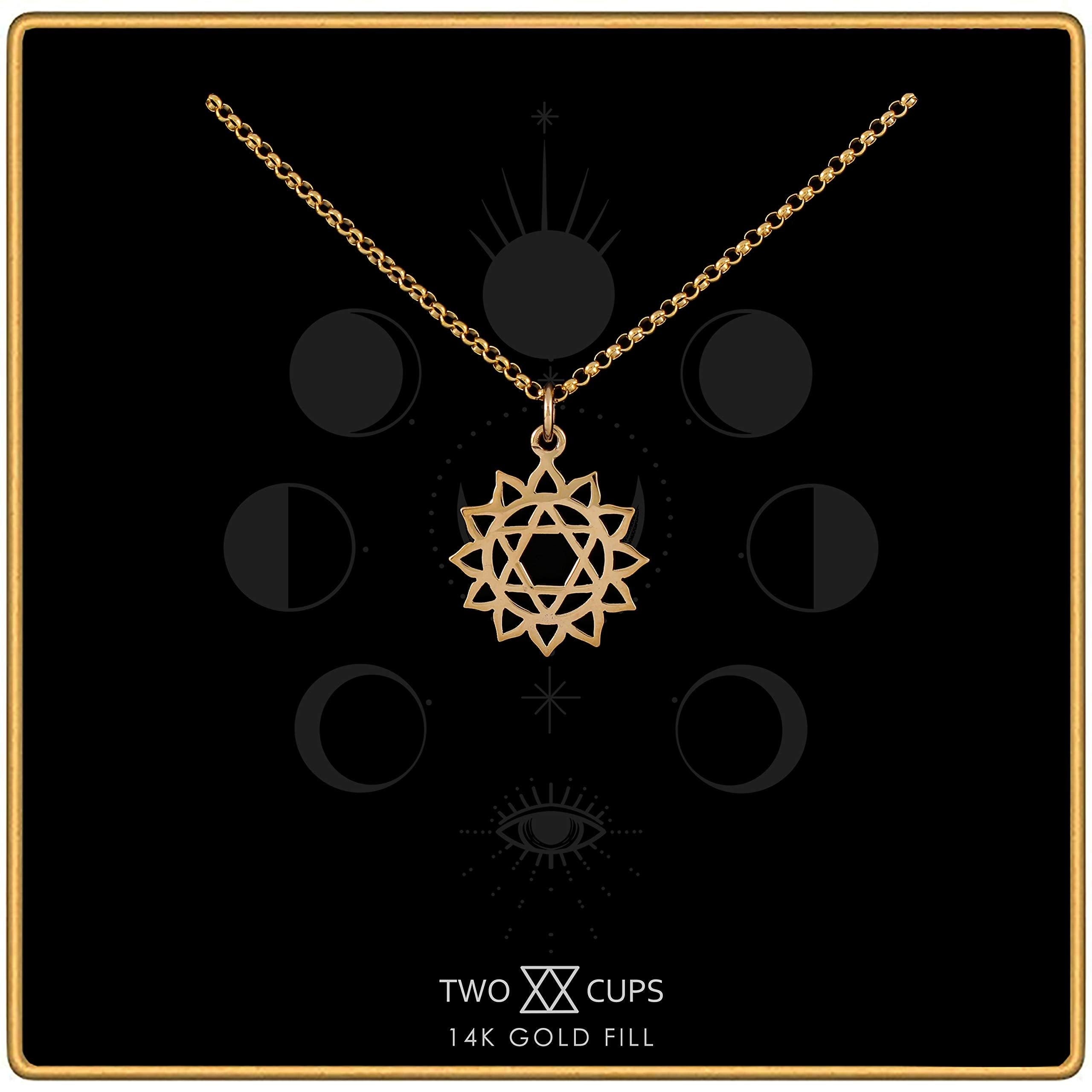 Two Cups Heart Chakra Necklace  Healing Jewelry  Adjustable Length Chain