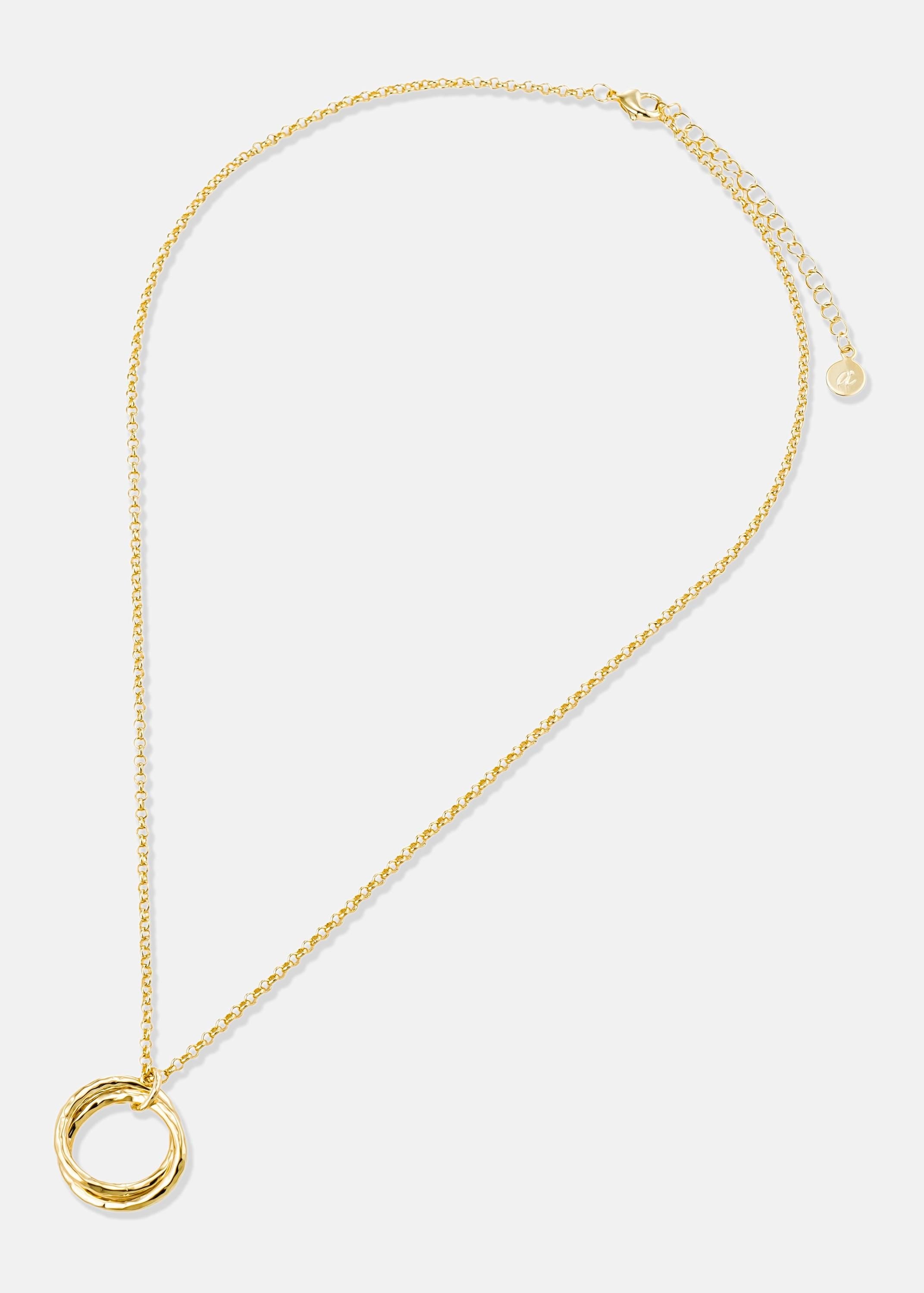 Mother Daughter Necklace: Sterling Silver or 14k Gold Filled Hammered Interlocking Circles Pendant