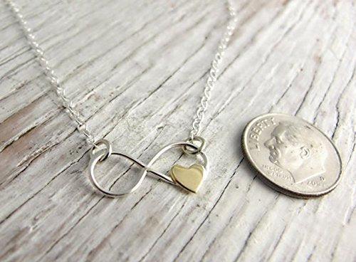 Stepdaughter Gift: Sterling Silver Infinity Necklace with Bronze Heart
