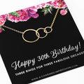 30th Birthday Gift: Gold Three Circle Necklace