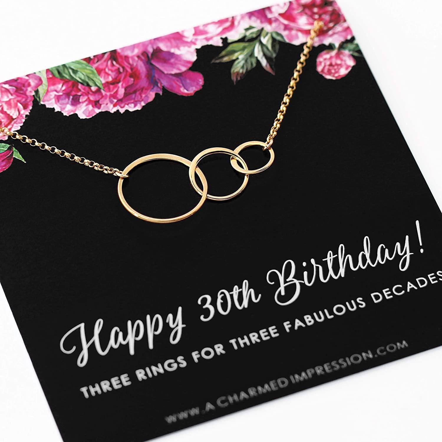 30th Birthday Gift: Gold Three Circle Necklace