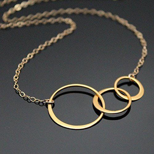 30th Birthday Gift: Gold Three Circle Necklace