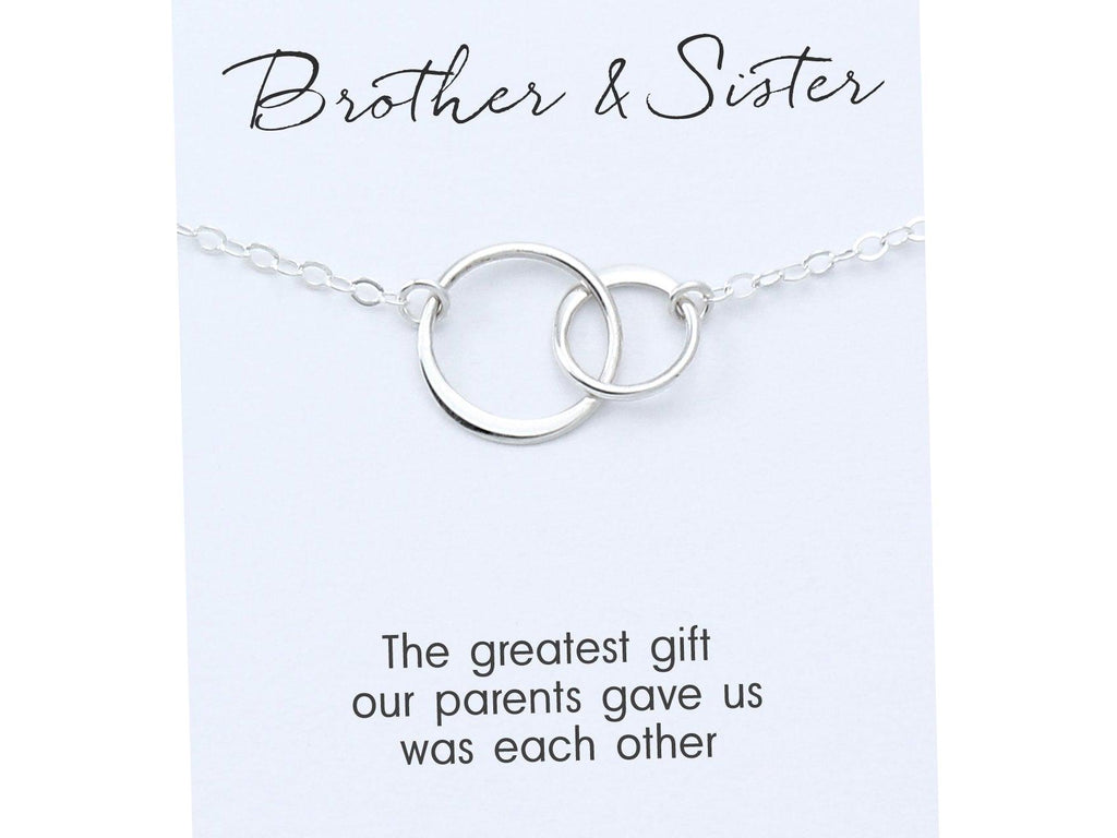 Sterling Silver Brother Sister Necklace: Connected Circles, Friendship Gift