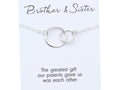 Sterling Silver Brother Sister Necklace: Connected Circles, Friendship Gift